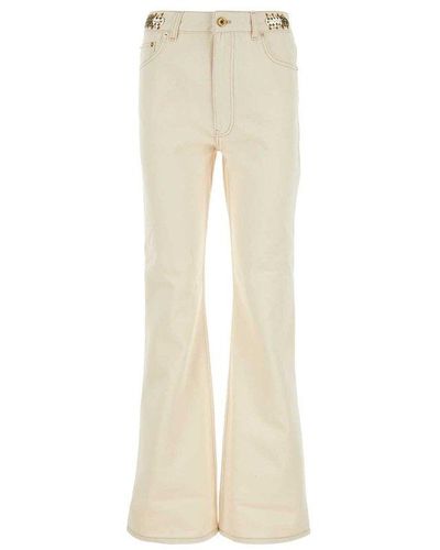 Rabanne Disc-embellished High Waist Trousers - White