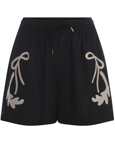 Pinko Elastic Waist Drawstring Shorts - Black