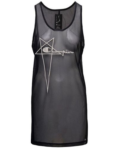 Rick Owens Basketball Mini Dress With Pentagram Embroidery - Black