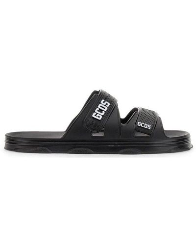 Gcds Logo Embossed Slip-on Sandals - Black