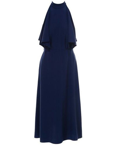 Prada Draped Sleeveless Midi Dress - Blue