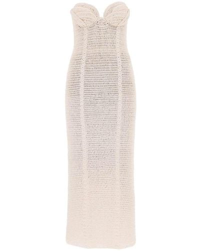 Magda Butrym Crochet Petals Bustier Midi Dress - White