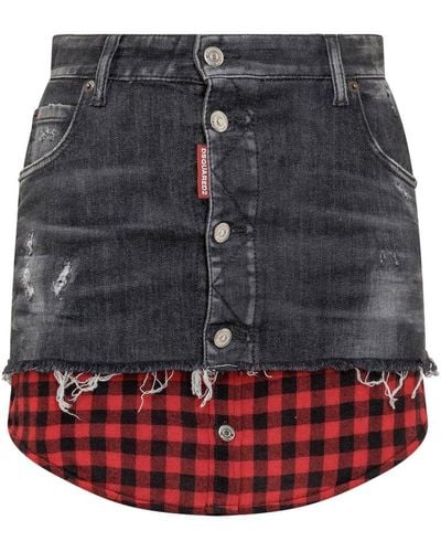 DSquared² Panelled Button-up Skirt - Multicolour