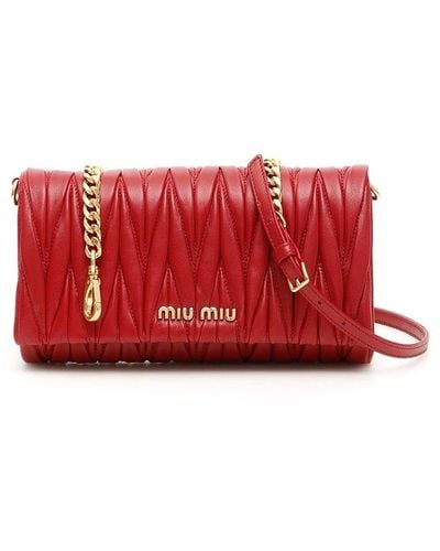 Miu Miu Matelassé Clutch Bag - Red