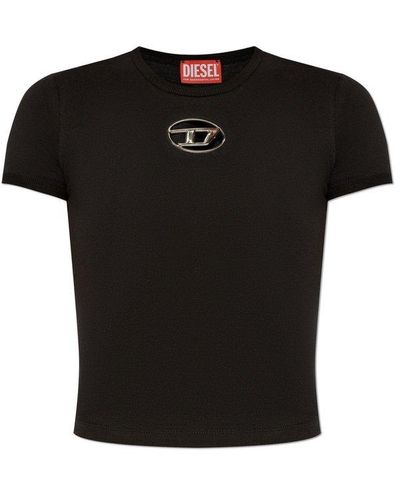 DIESEL Logo Plaque Cropped T-shirt - Black
