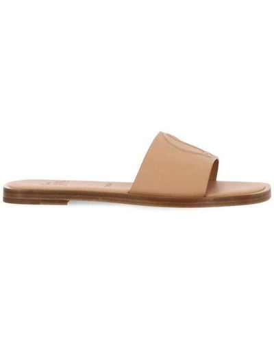 Christian Louboutin Logo Embossed Slip-on Sandals - Natural