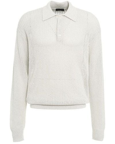 Roberto Collina Collared Knit Polo Shirt - White