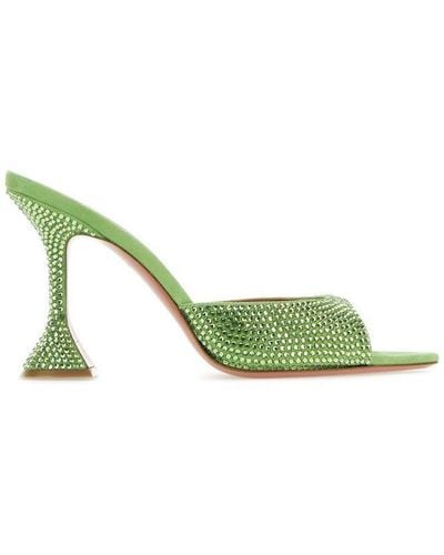 AMINA MUADDI Caroline Crystal-embellished Heeled Sandals - Green
