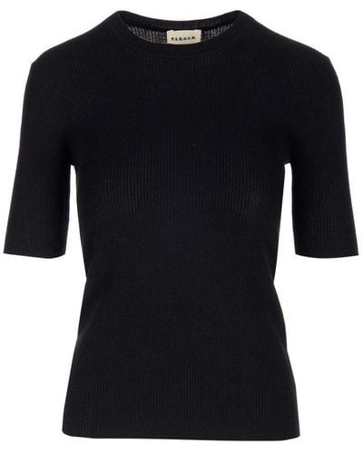 P.A.R.O.S.H. Crewneck Knitted Top - Black