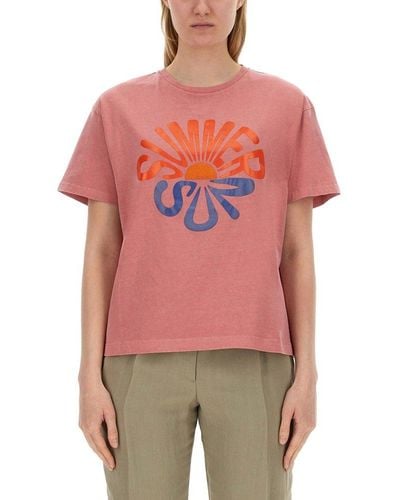PS by Paul Smith Summer Sun Printed Crewneck T-shirt - Red