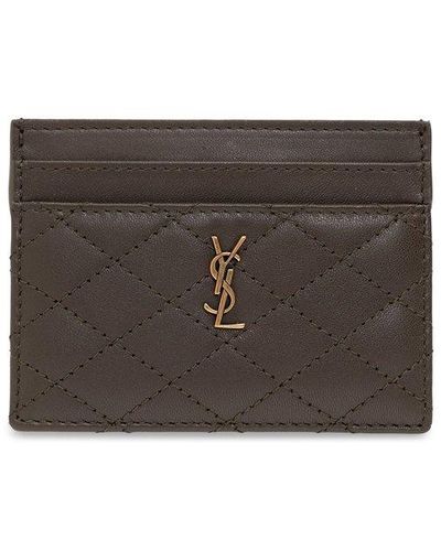 Saint Laurent Leather Card Case - Brown