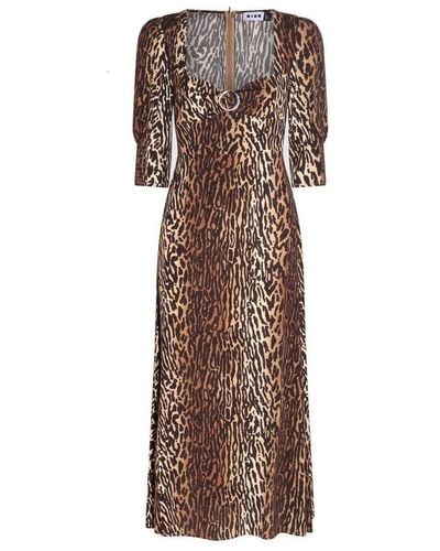 RIXO London All-over Leopard Printed Midi Dress - Multicolour