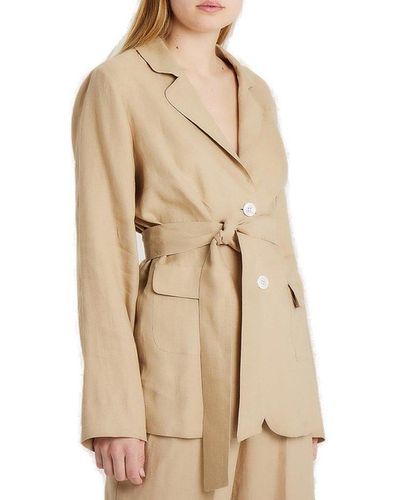Giorgio Grati Single-breasted Belted-waist Jacket - Natural