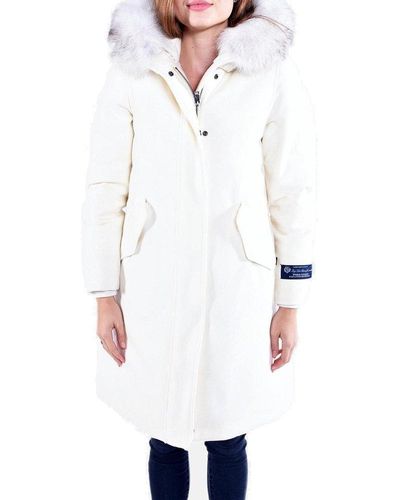 Woolrich Logo Patch Hooded Parka - White