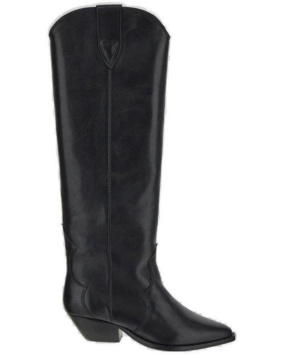 Isabel Marant Pointed Toe Leather Boots - Black