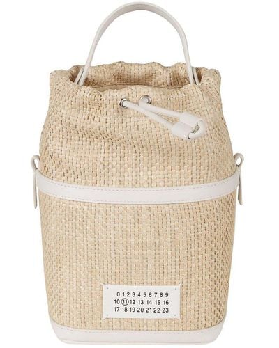 Maison Margiela 5ac Drawstring Small Bucket Bag - Natural
