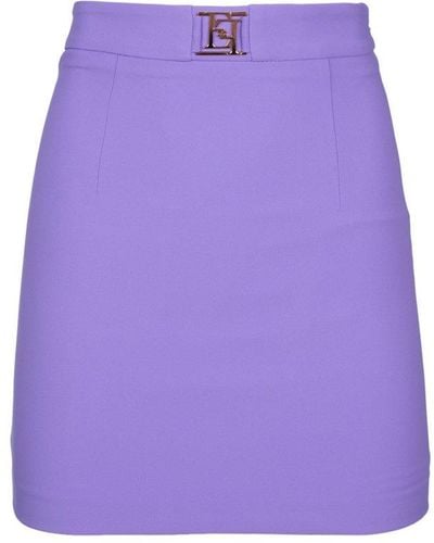 Elisabetta Franchi Logo Plaque Mini Skirt - Purple