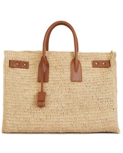 Saint Laurent Raffia Leather Bag - Natural