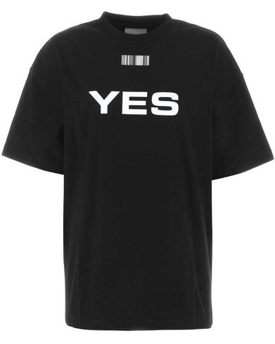 VTMNTS Yes No Printed Crewneck T-shirt - Black