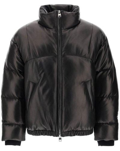 Alexander McQueen Quilted Leather Puffer Jacket - Black