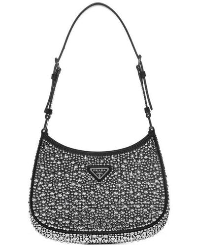 Prada Cleo Crystal Shoulder Bag - Black