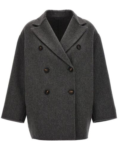 Brunello Cucinelli Double-breasted Coat Coats, Trench Coats - Black