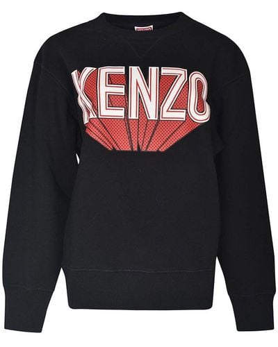 KENZO Logo Printed Crewneck Sweatshirt - Black
