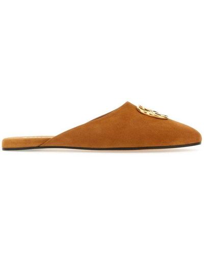 Bally Logo Plaque Slippers - Brown
