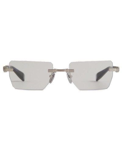 BALMAIN EYEWEAR Rectangular Frame Sunglasses - White