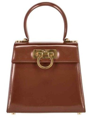 Ferragamo Iconic Top Handle Bag - Brown