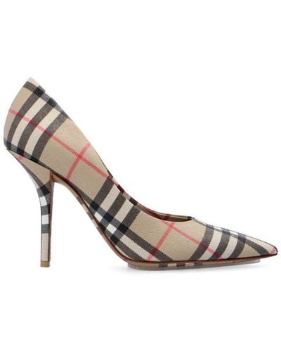 Burberry Vintage Check Pointed-toe Pumps - Metallic