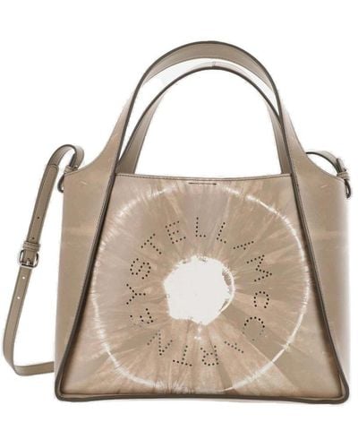 Stella McCartney Printed Logo Perforated Tote Bag - Brown