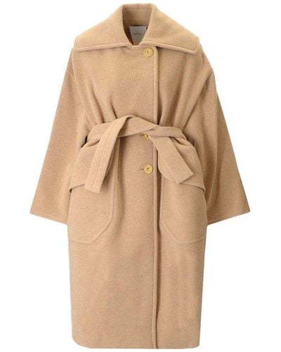 Patou Belted Waist Single Breasted Maxi Coat - Natural