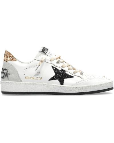 Golden Goose Star Glittered Lace-up Sneakers - White