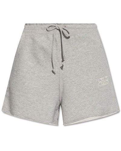 Ganni Shorts With Logo - Gray