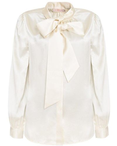 Tory Burch Silk Satin Shirt - White