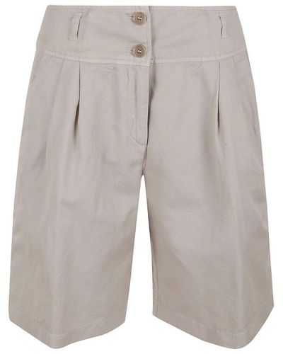 Aspesi Belt-looped Pleat Detailed Shorts - Grey