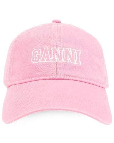 Ganni Baseball Cap, - Pink