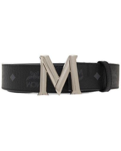 MCM Monogram Logo Buckled Belt - Black
