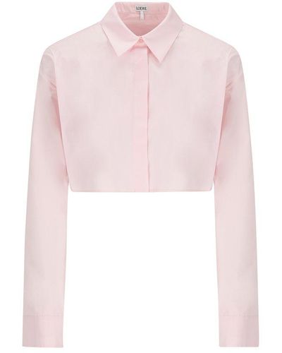 Loewe Cropped Shirt In Cotton Candy - Pink