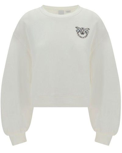 Pinko Love Birds Embroidered Boxy Sweatshirt - White