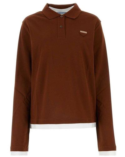 Prada Long-sleeved Polo Shirt - Brown
