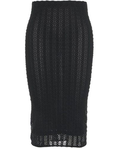 Pinko Lace Detailed Midi Skirt - Black
