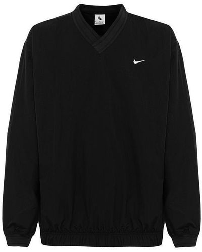 Nike Solo Swoosh Crinkled Drop Shoulder Sweatshirt - Black