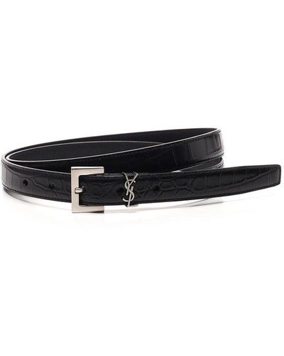 Saint Laurent Monogram Leather Belt - Black - Belts