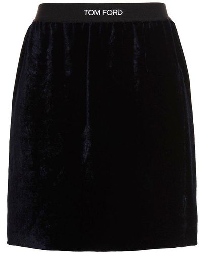 Tom Ford Velvet Logo Skirt - Black