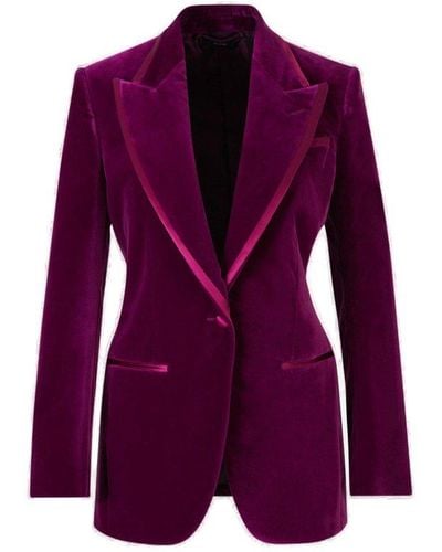 Tom Ford Single-breasted Velvet Blazer - Purple