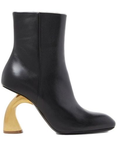 Dries Van Noten Sculptured Heeled Leather Boots - Black