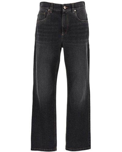 Brunello Cucinelli Straight-leg Monile Detailed Jeans - Blue