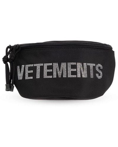 Vetements Logo Embellished Belt Bag - Black